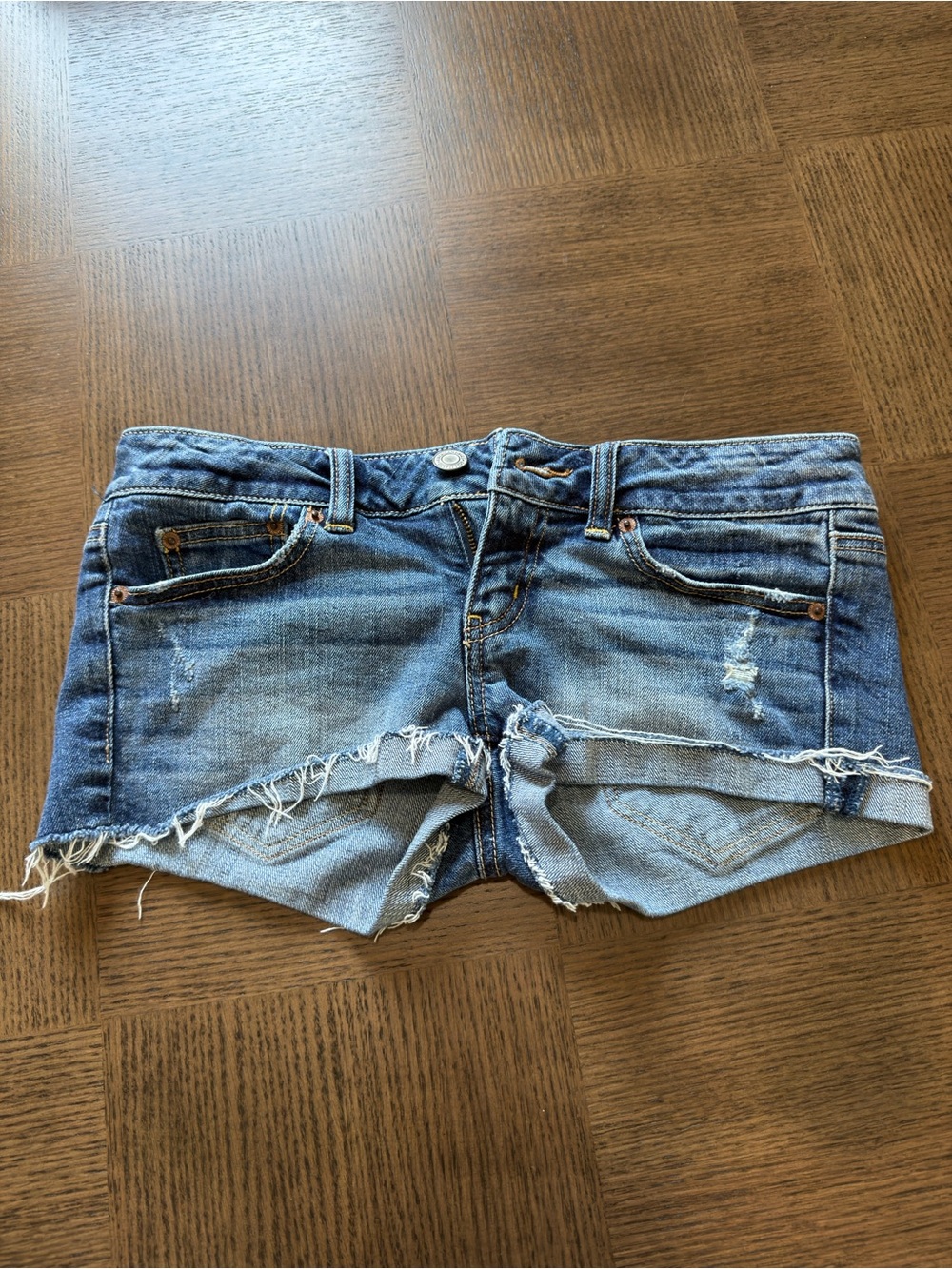 American Eagle Outfitters Distressed Blue Denim Cutoff Shorts